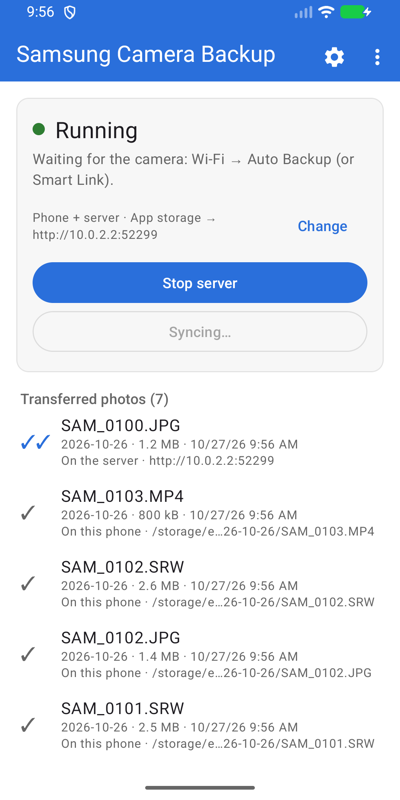 The main screen with the transfer list
